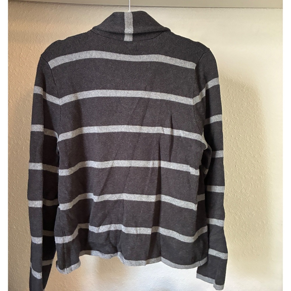 Coquette Minimalist Blazer Cardigan Women Size XL Gray Striped Office Lagenlook - Picture 3 of 7